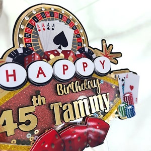 Casino Birthday Cake topper, casino birthday, poker party, casino party decorations image 4