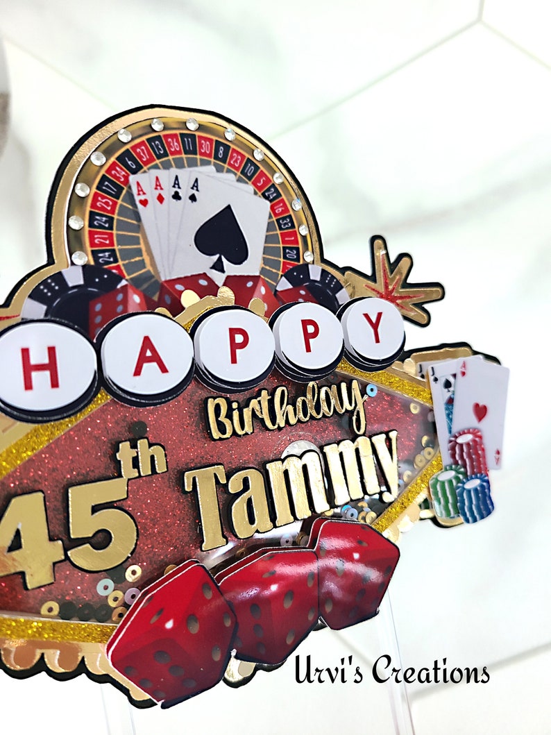 Casino Birthday Cake topper, casino birthday, poker party, casino party decorations image 4