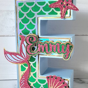 Mermaid theme 3d letter or name Light color option 2