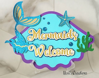 Mermaid theme Table sign or centerpiece