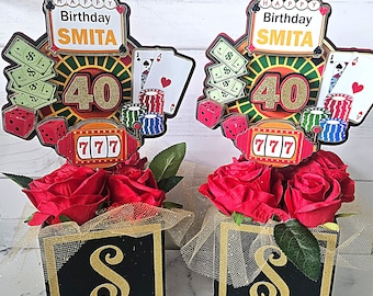 Casino theme customized table centerpiece/decorations
