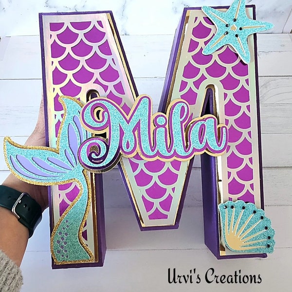 Mermaid theme 3d letter or name