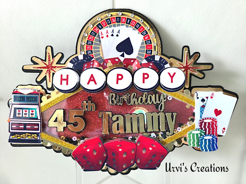 Casino Birthday Cake topper, casino birthday, poker party, casino party decorations image 3