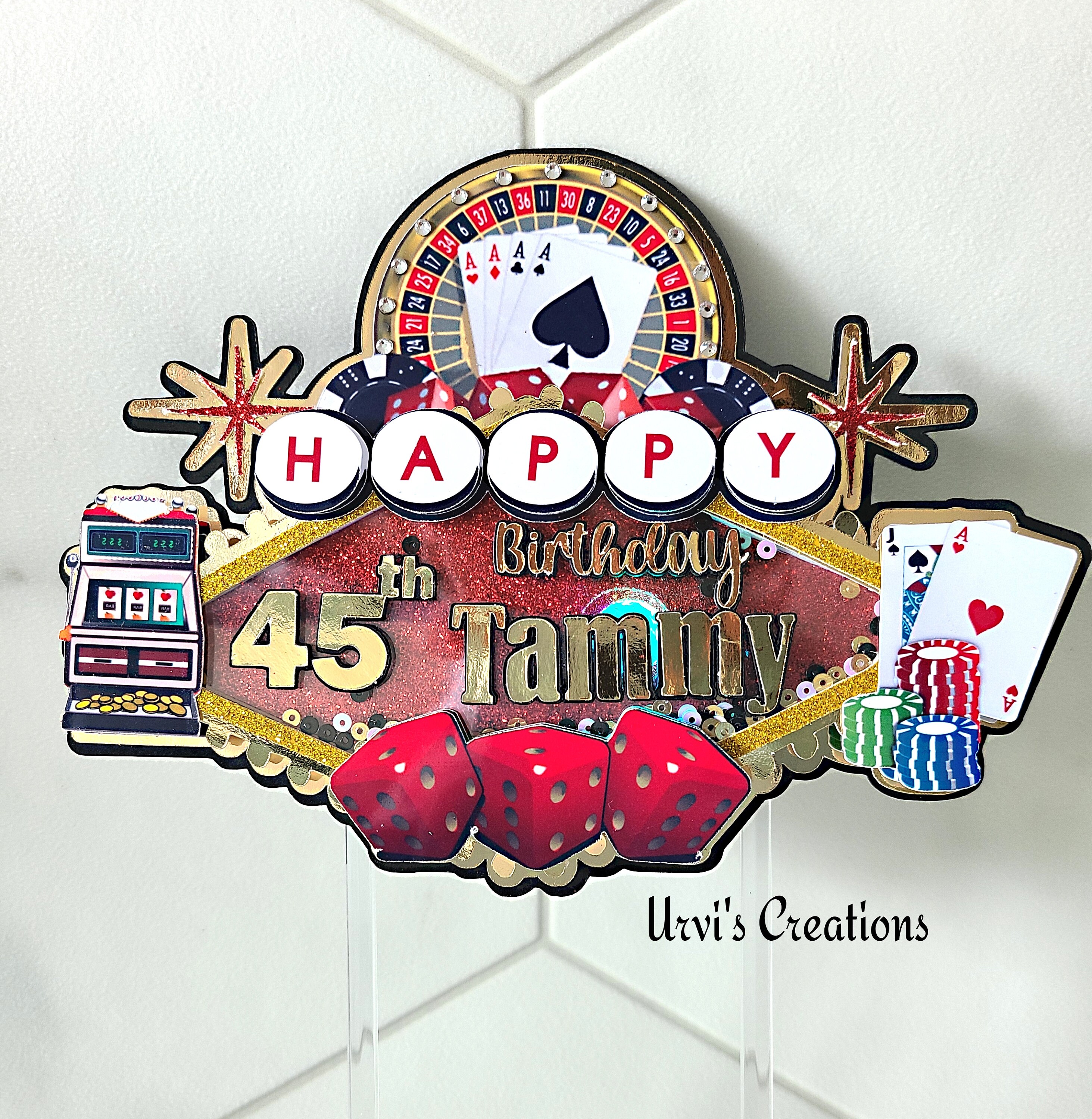 Casino Birthday Cake topper, casino birthday, poker party, casino party decorations