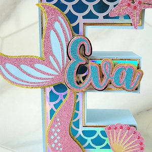 Mermaid theme 3d letter or name Light color option 1