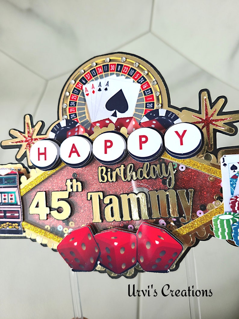 Casino Birthday Cake topper, casino birthday, poker party, casino party decorations image 2
