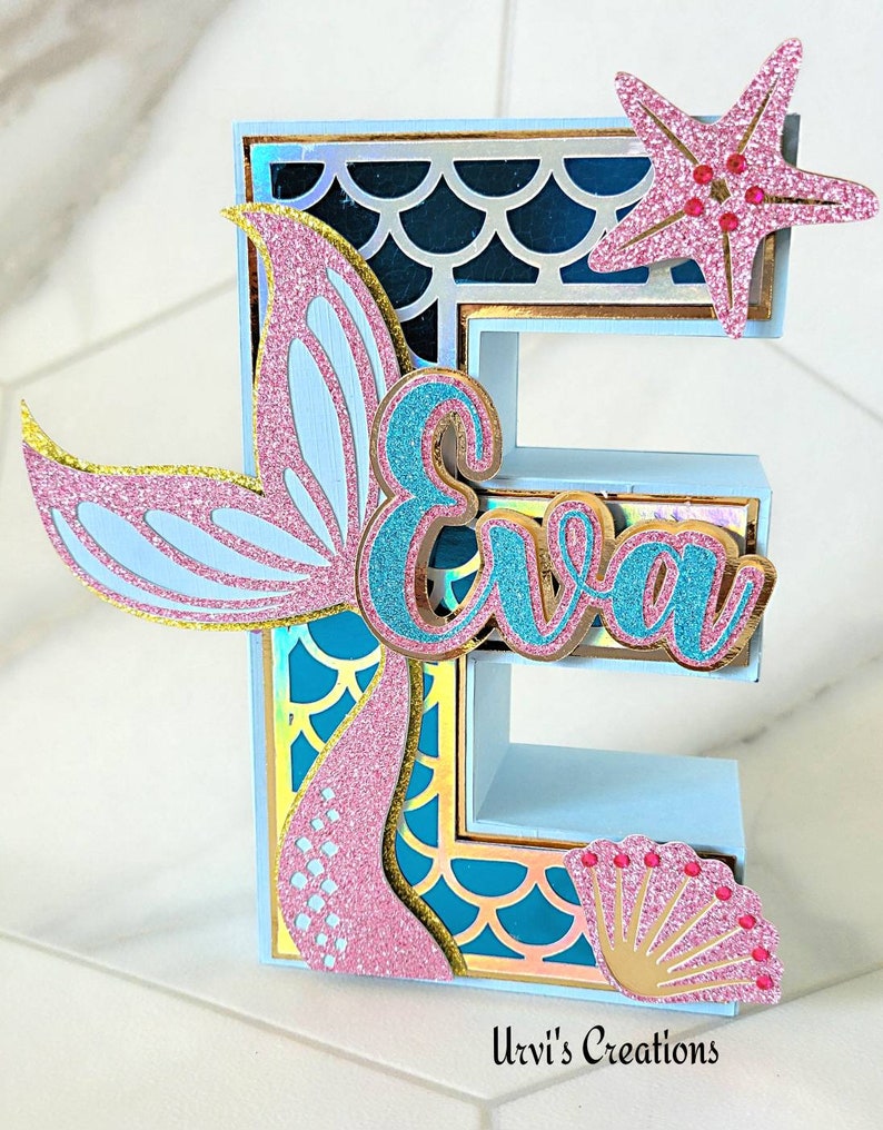 Mermaid theme 3d letter or name image 3