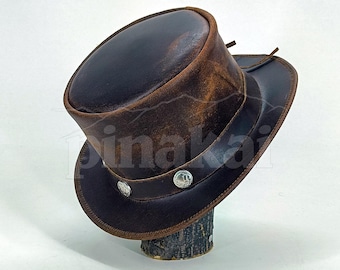 Handmade Brown Suede Top Hat: Steampunk Western Cosplay  display picture 1