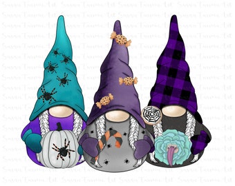 Halloween Gnomes Sublimation PNG Clipart, Nordic Gnomes, Halloween Gnomes, Fall Gnome PNG, Harvest PNG, Gnome clipart
