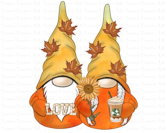 Fall Gnomes Sublimation PNG, Autumn Gnome Design, Fall Love, Nordic Gnome, Whimsical Design, Fall Leaves, Sublimation PNG