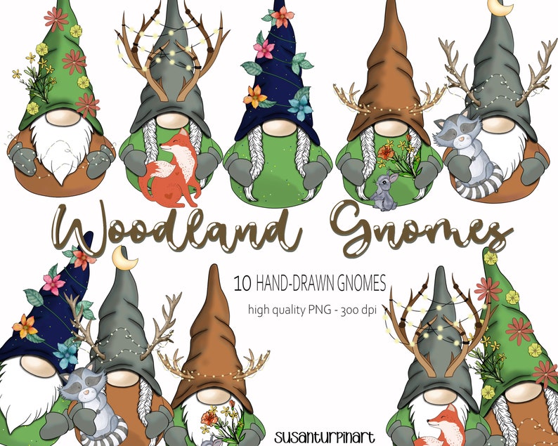 Woodland Gnomes PNG Clipart, Nordic Gnomes, Woodland Gnomes, Woodland Gnome PNG, Gnomes PNG, Gnome clipart image 1