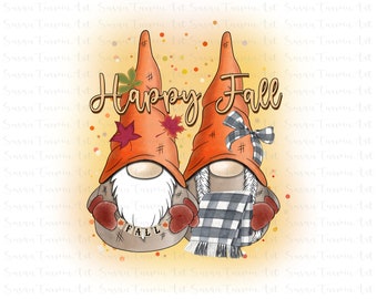 Fall Gnomes PNG, Sublimation Autumn Design, Fall Love, Nordic Gnome, Whimsical Design, Fall Leaves, Sublimation PNG