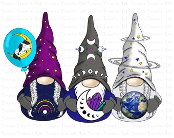 Celestial Gnomes PNG Sublimation Clipart, Nordic Gnomes, Celestial Gnomes, Celestial Gnome PNG, Gnomes PNG, Gnome clipart