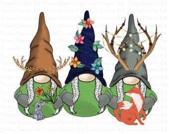 Woodland Gnomes Sublimation PNG Clipart, Nordic Gnomes, Woodland Gnomes, Woodland Gnome PNG, Gnomes PNG, Gnome clipart