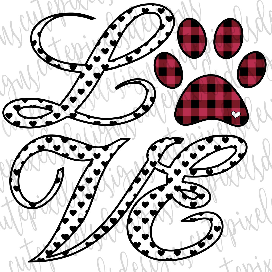 Paw Print LOVE Design Sublimation PNG Design, Love Letters, PNG ...
