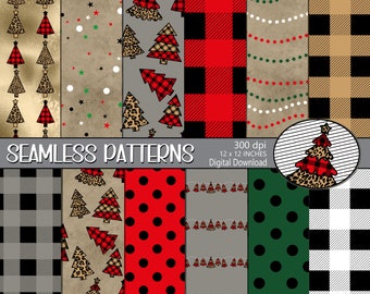 Seamless Christmas Pattern, Seamless paper, Christmas Tree Pattern, Digital Seamless Pattern