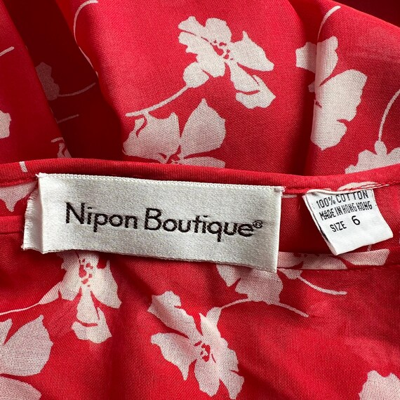70s red and white floral dress by Nipon Boutique - image 10