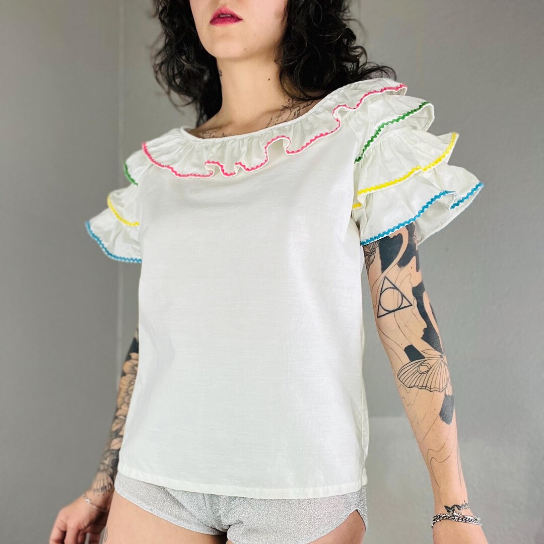 70s Ruffle Blouse - Etsy
