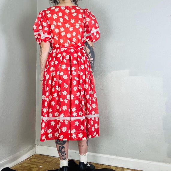70s red and white floral dress by Nipon Boutique - image 6