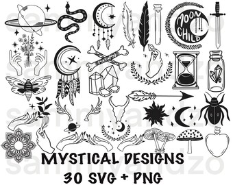 Download Clip Art Mystical Symbols Collection Svg Celestial Magic Art U2013 Butterfly Cutting File U2013 Moon Silhouette U2013 Lotus Clipart Magic Clipart Svg Art Collectibles