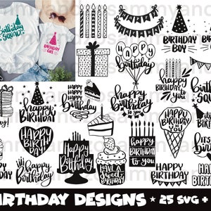 Cumpleaños svg / feliz cumpleaños svg / cake topper svg / imágenes prediseñadas de cumpleaños / vectores de cumpleaños / archivo svg cricut / paquete svg / archivo comercial svg / png