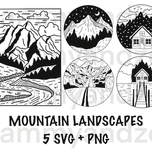 Mountain landscape SVG bundle| mountain svg| great outdoors svg| landscape svg| nature svg| hiking svg| camping svg| cricut svg files