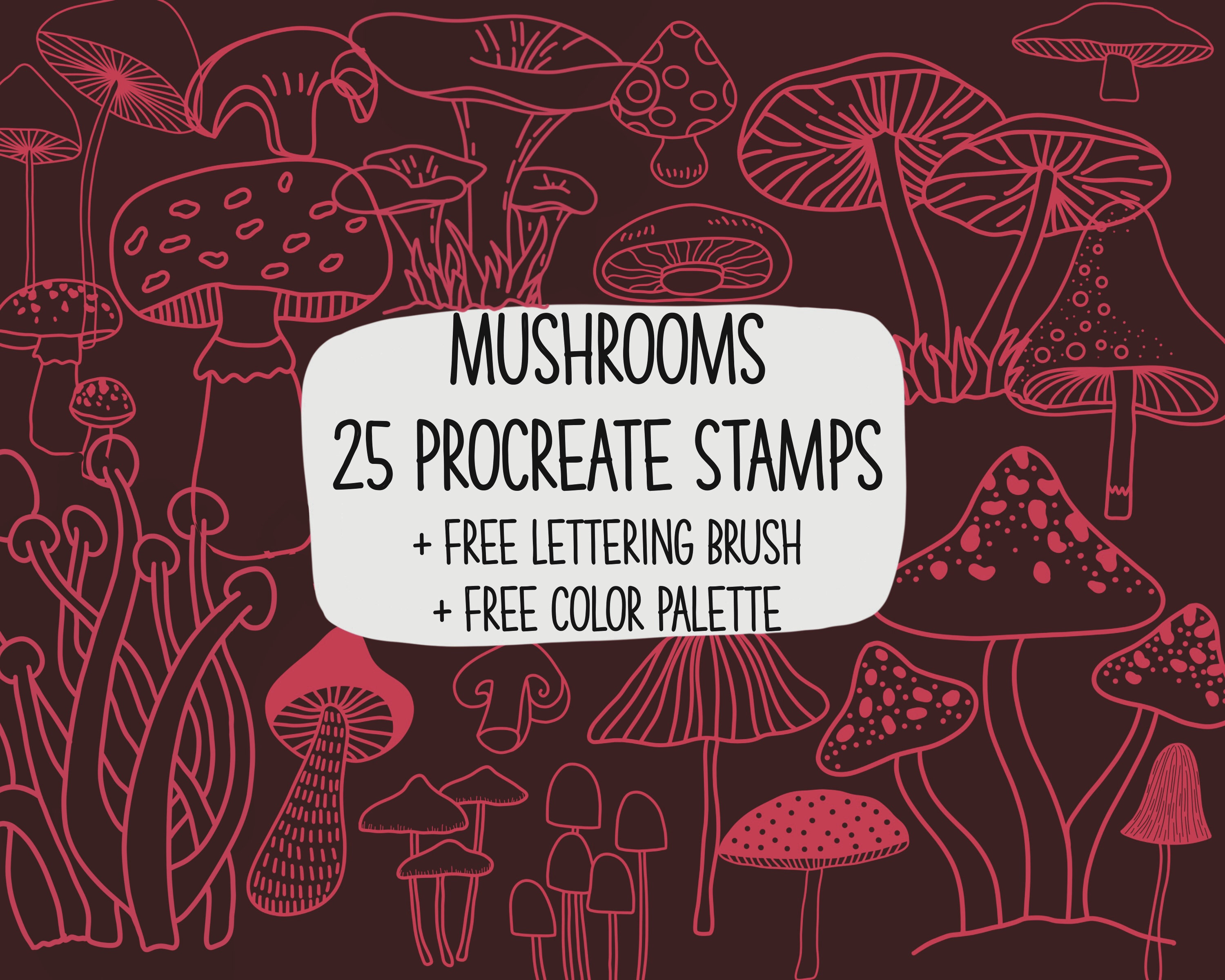 25 Mushroom Stamps for Procreate Procreate Stamps Procreate | Etsy