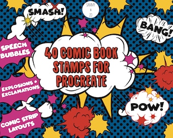 Comic strip stamps for Procreate | Manga stamps procreate | comic strip layout stamps | blank comic template stamps | procreate brushes