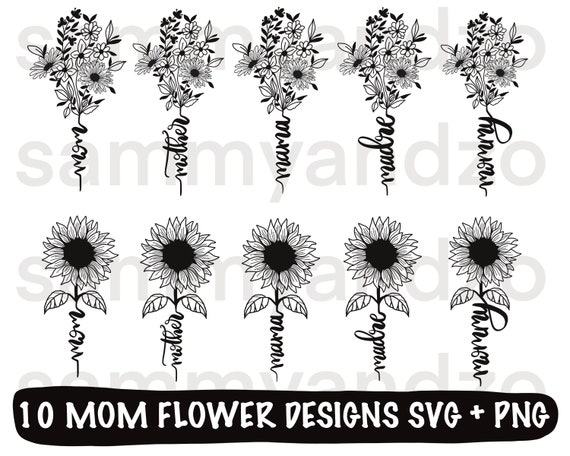 Mom flower designs svg| mom sunflower svg| sunflower svg| flower bouquet svg| mothers day svg| mom svg| flower svg| svg cricut cutting files