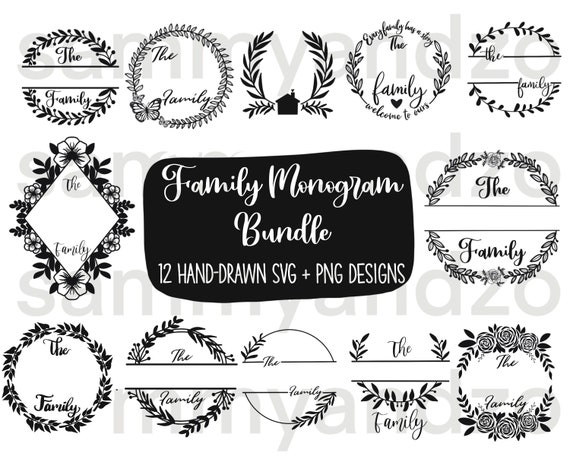 Family name monogram hand drawn svg designs| farmhouse signs svg| wedding monogram svg| svg cutting files cricut| monogram svg png| digital