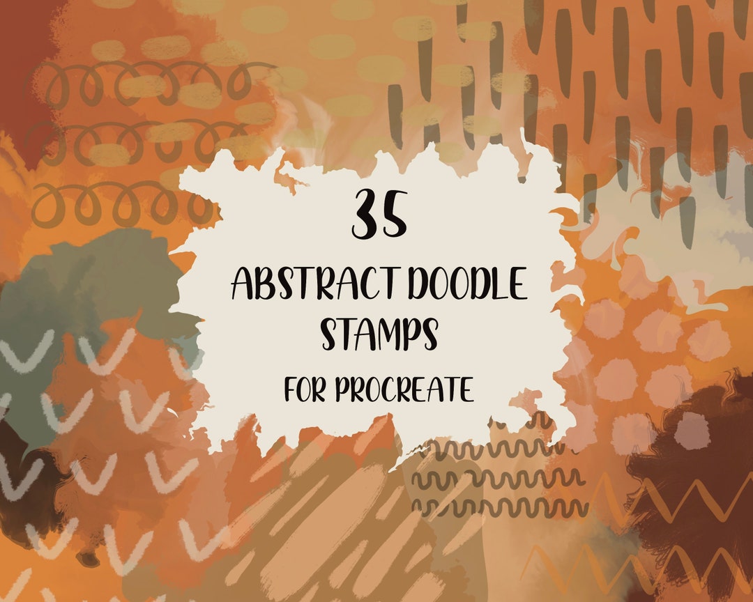 35 Abstract Doodle Stamps for Procreate| Procreate Palette| Boho Stamps ...
