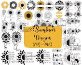 33 sunflower svg png files sunflower monogram svg cricut cutting files sunflower wreath svg sunflower clipart instant download cricut