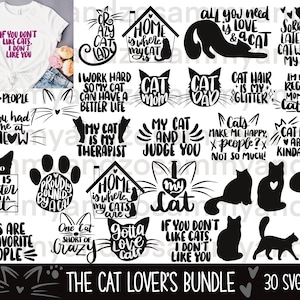 Paquet svg de l’amoureux des chats| chat svg| chat maman svg| chat dame svg| chat papa svg| j’adore les chats svg| cricut svg| utilisation commerciale svg| citations amusantes svg