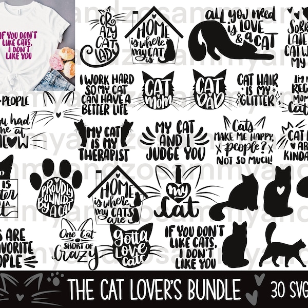 Cat lover's svg bundle| cat svg| cat mom svg| cat lady svg| cat dad svg| i love cats svg| cricut svg| commercial use svg| funny quotes svg
