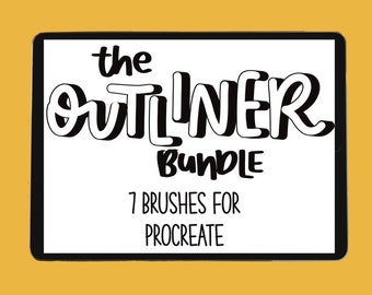 Overzichtspenselen voor Procreate|3D outline brush procreate| monoline schets procreate|procreate penselen|procreate lettering|lettering bundel