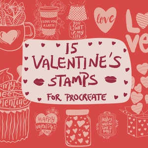 15 Valentine’s Day stamp brushes for Procreate | procreate brushes | procreate stamps | stickers | digital art | instant download