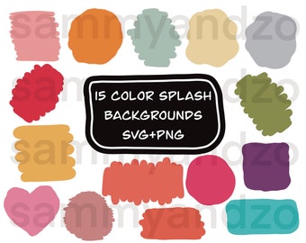 15 color splash backgrounds svg png| svg files| |keychain svg| background svg| cricut| cutting machine| brush stroke svg| splatter svg