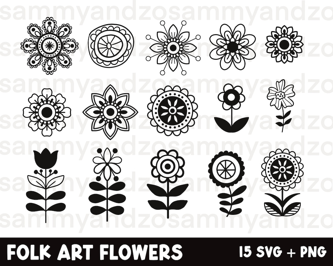 Folk Art Flowers Svg Folk Art Svg Flowers Svg Cricut Svg Files Svg