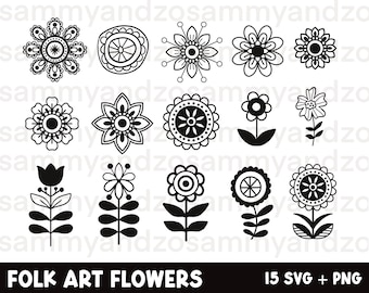 Folk art flowers svg| folk art svg| flowers svg| cricut svg files| svg bundle for cricut| commercial use svg| folk art flowers clipart set