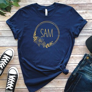 t shirt mockup of rose wreath design