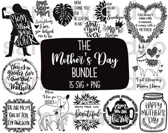 15 svg png disegni per la festa della mamma / festa della mamma clipart / festa della mamma svg / scheda della festa della mamma svg / svg cricut cutting file / download istantaneo
