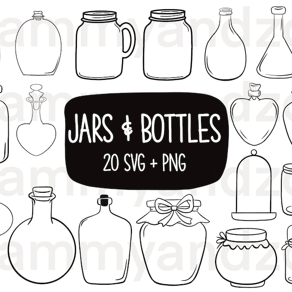 Jar and Bottle SVG bundle| Kitchen labels svg| mason jar svg| potion bottle svg| cricut cutting files| commercial svg| instant download