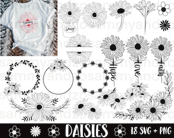 Daisies svg bundle| daisy svg| flower svg| cricut svg| commercial use svg| daisy clipart| flower clipart| hope svg| faith svg| love svg