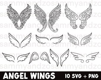 Angel wings svg png bundle, angel wings clipart, cut files for cricut, commercial use svg bundle