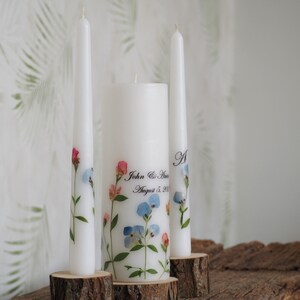 Set di candele Unity personalizzato con veri fiori secchi, candele e portacandele per cerimonie nuziali estive immagine 5