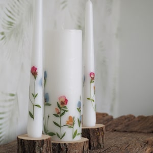 Set di candele Unity personalizzato con veri fiori secchi, candele e portacandele per cerimonie nuziali estive immagine 4
