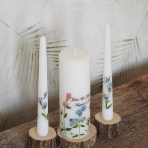 Set di candele Unity personalizzato con veri fiori secchi, candele e portacandele per cerimonie nuziali estive immagine 7