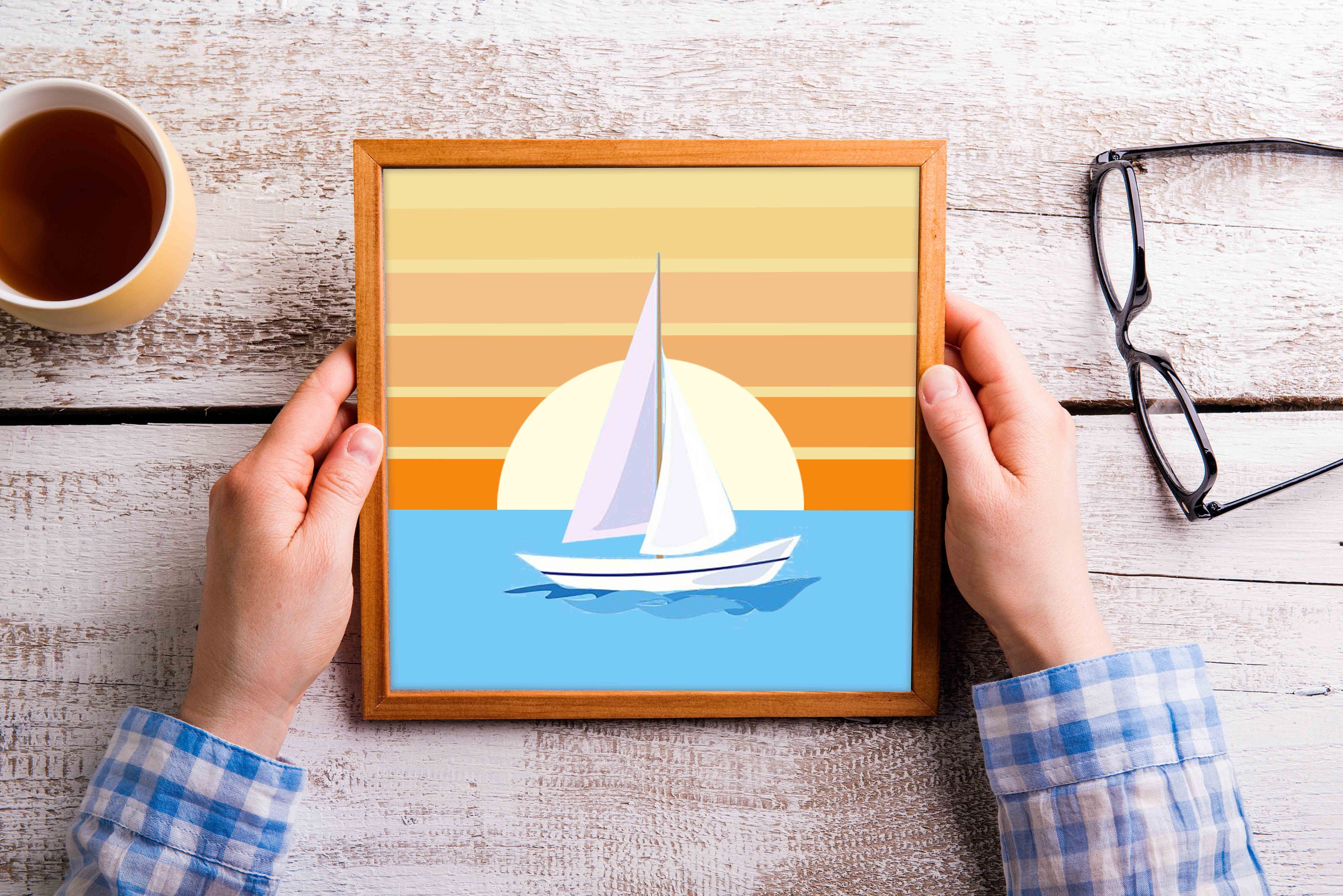 Retro Sailboat Sailboat Wall Art Wall Hangings Etsy