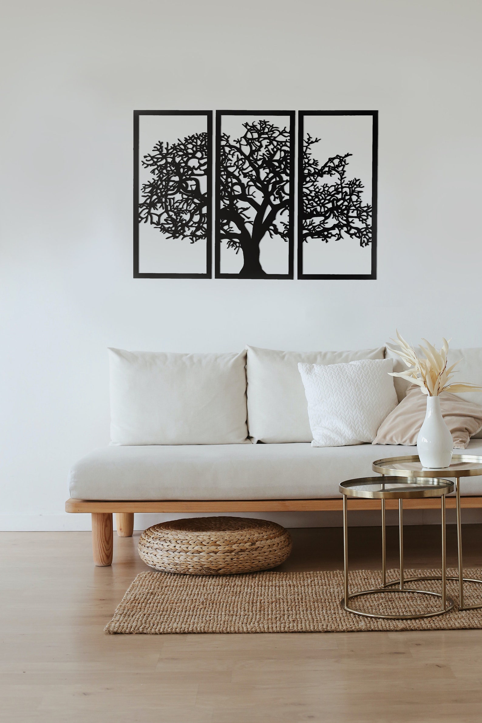 Wooden Tree Wall Decor 3 Panel Wood Wall Art Tree Wall Art Etsy