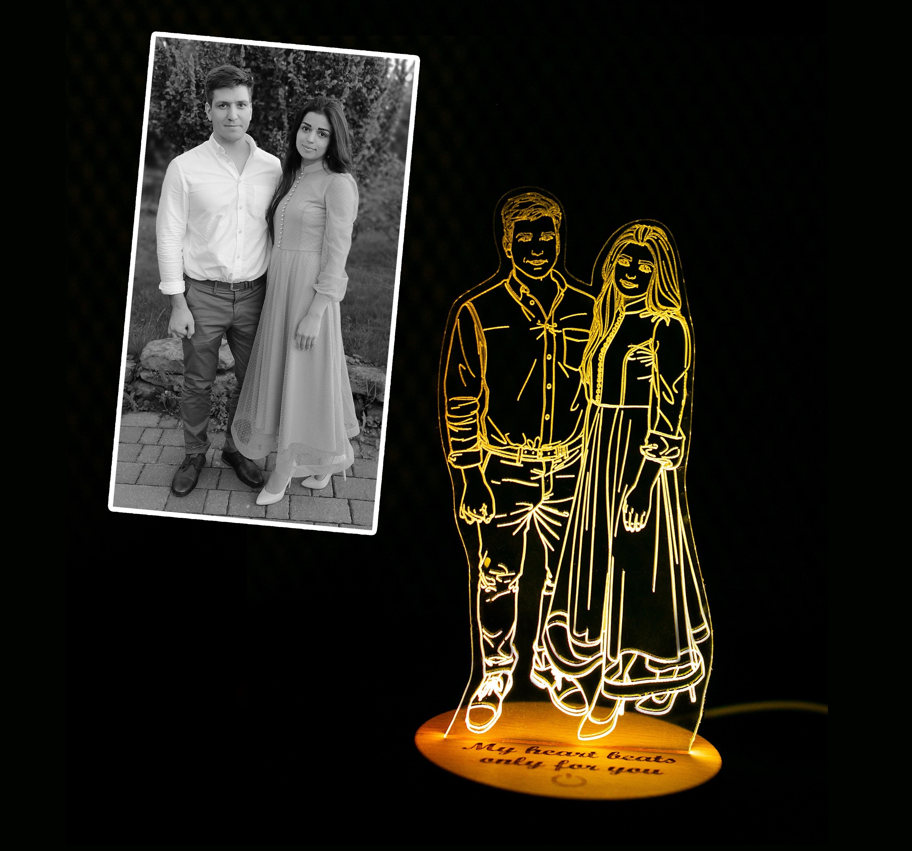 Photo Engraving Lamp Custom 3D Acrylic LED Lamp Picture Etsy